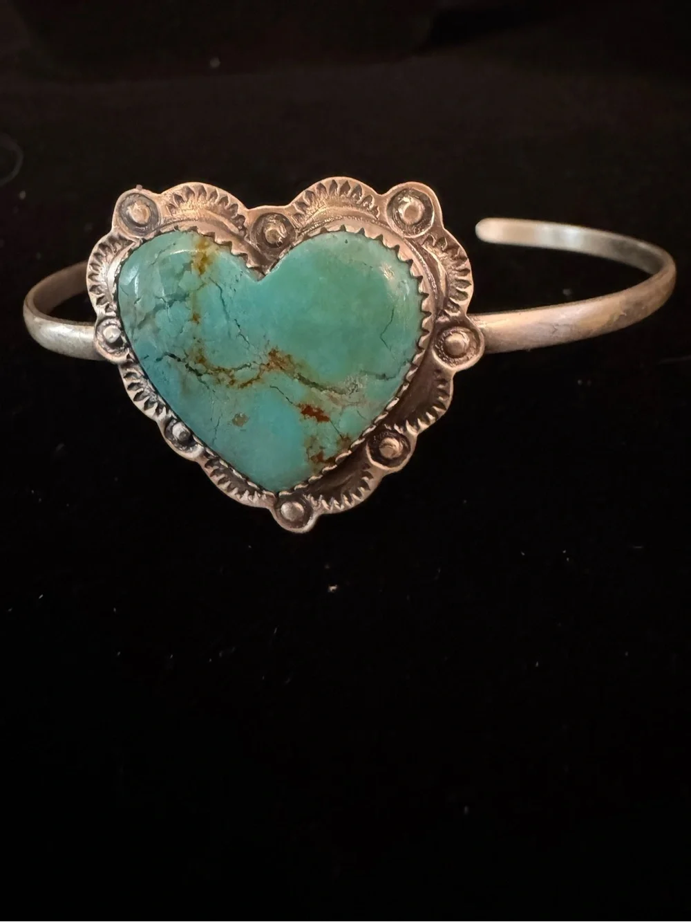 Kingman Turquoise Heart sterling Silver Cuff Bracelet - Women's Jewelry